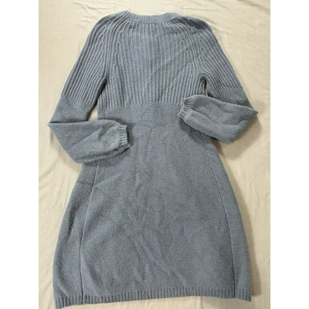 Boden Button Up Ribbed Cardigan Sweater Women’s Size 2 Longline Wool Blue - Picture 2 of 6